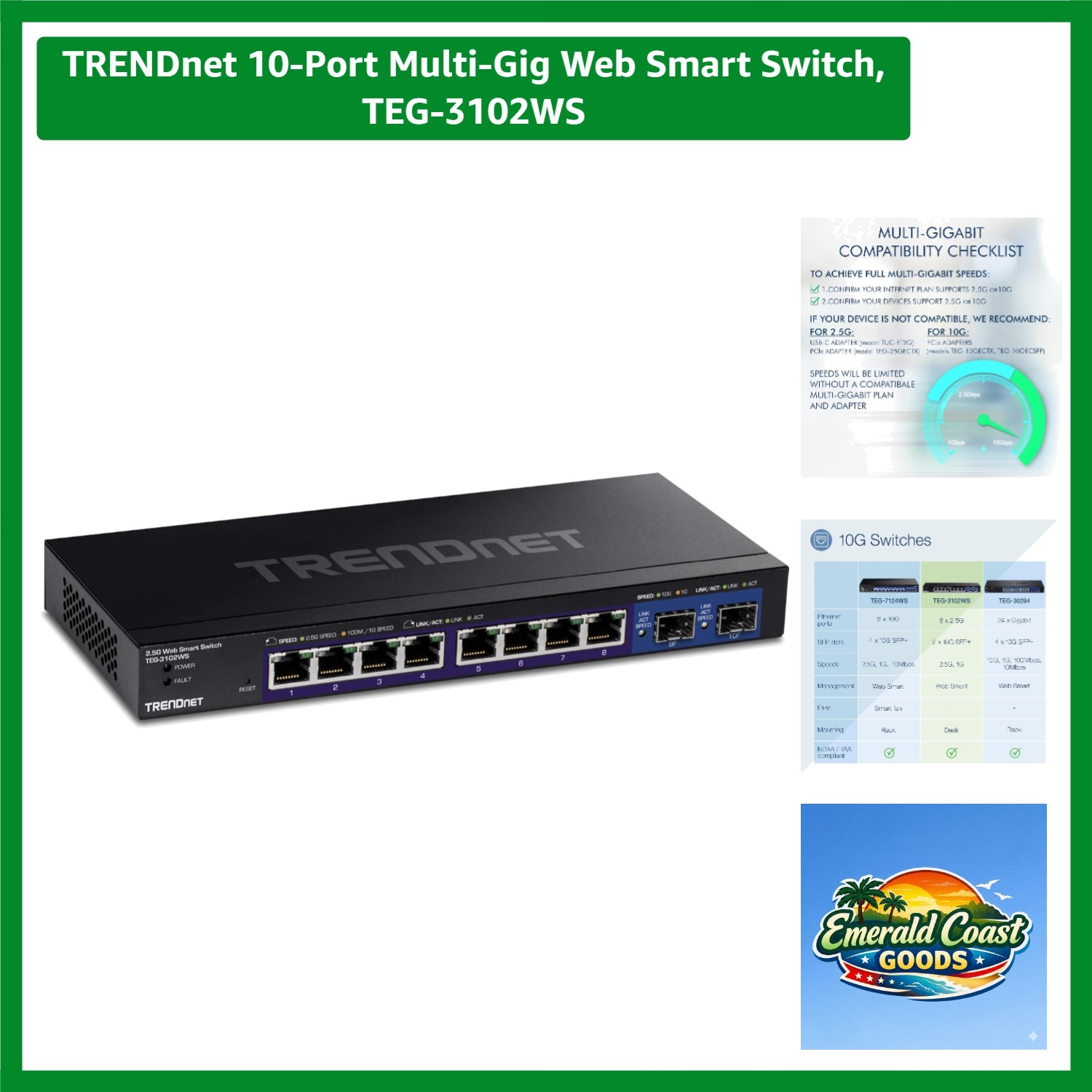 TEG-3102WS 10-Port Ethernet Switch - Web Smart Management & Lifetime