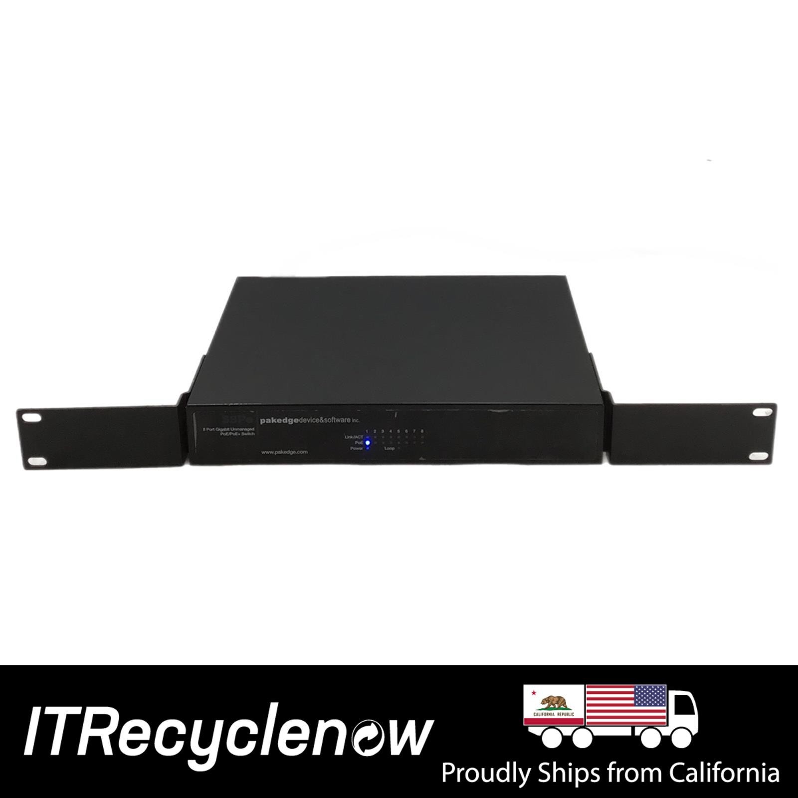 8 Port 1Gb RJ45 Pakedge S8Pe PoE/PoE+ Unmanaged Network Switch Rack Mountable