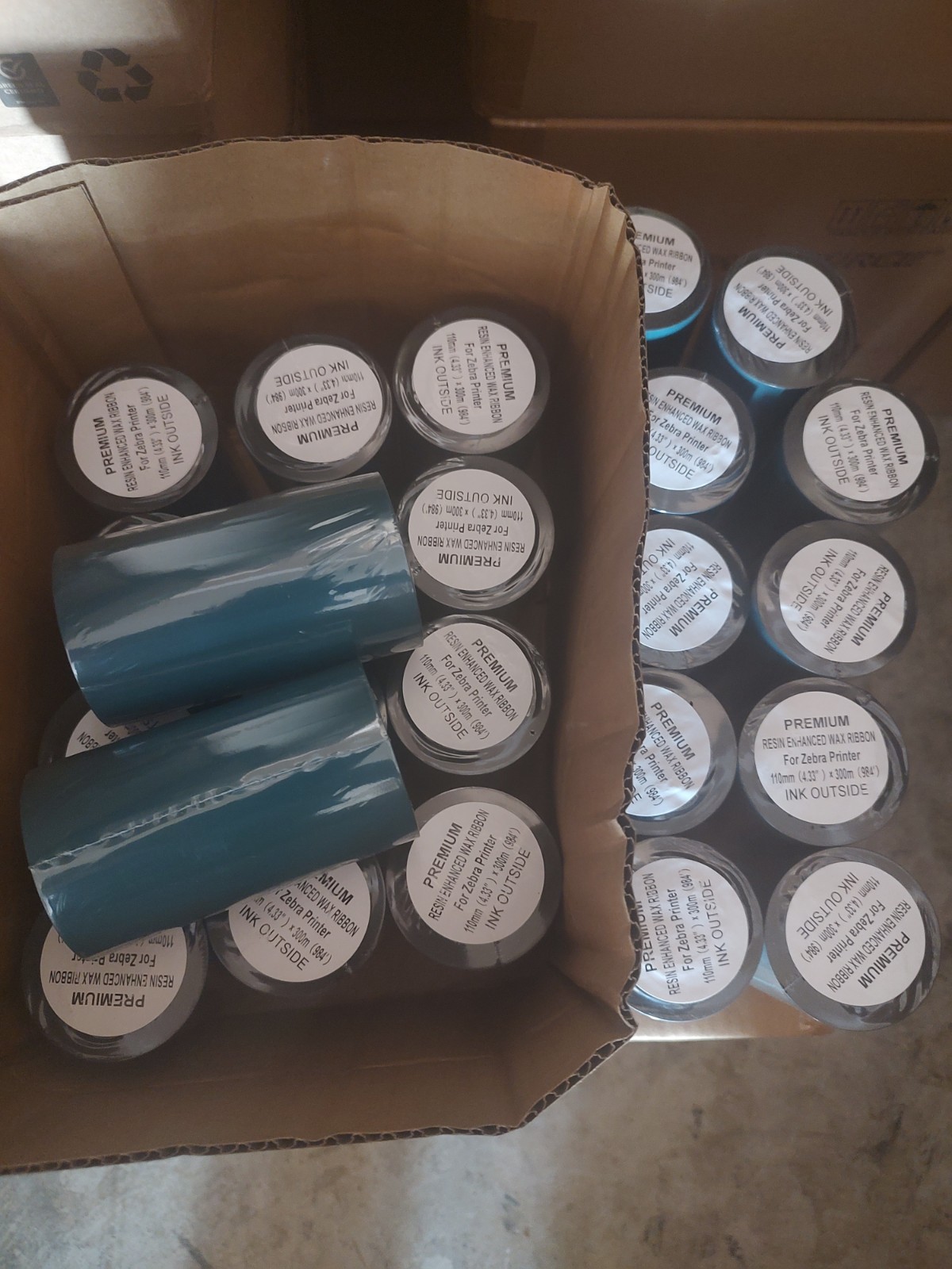 24 Premium Resin Enhanced Wax Ribbons For Zibra Printer 110mmx300m.