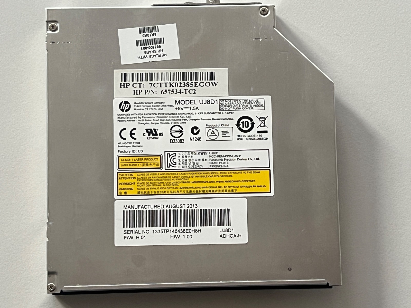 HP ENVY dv7-7000 Series Laptop CD/DVD-RW Optical Drive 657534-TC2 UJ8D1