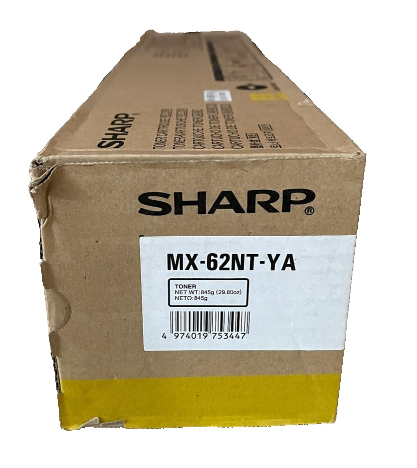 Genuine Sharp MX-62NTYA Yellow Toner. Brand New Sealed, We Ship Fast