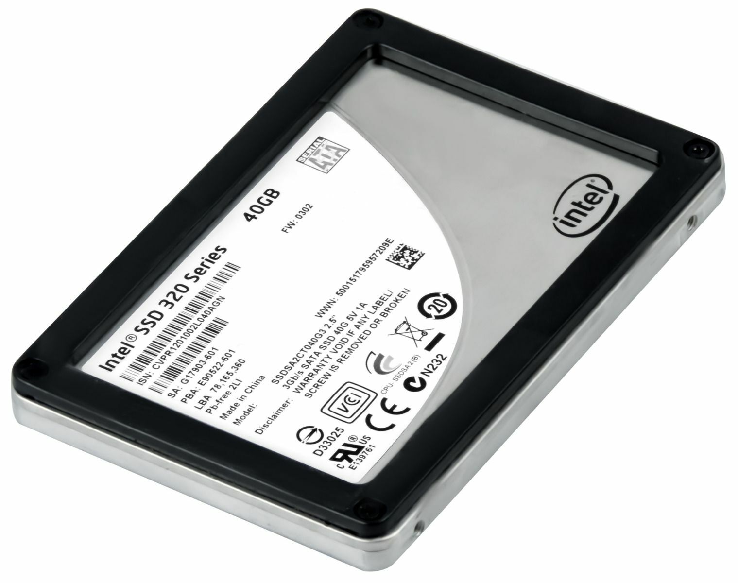 HARD DRIVE INTEL 320 SERIES SSDSA2CT040G3 40GB MLC SATA II 2.5''