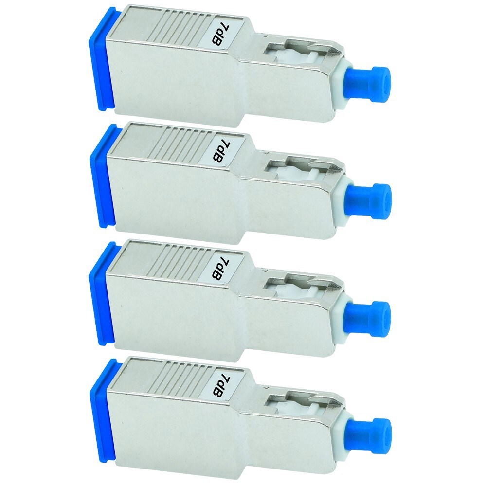 4 Pcs 7dB SC UPC Connector Fiber Optic Optical Single Mode Attenuator Metal Blue