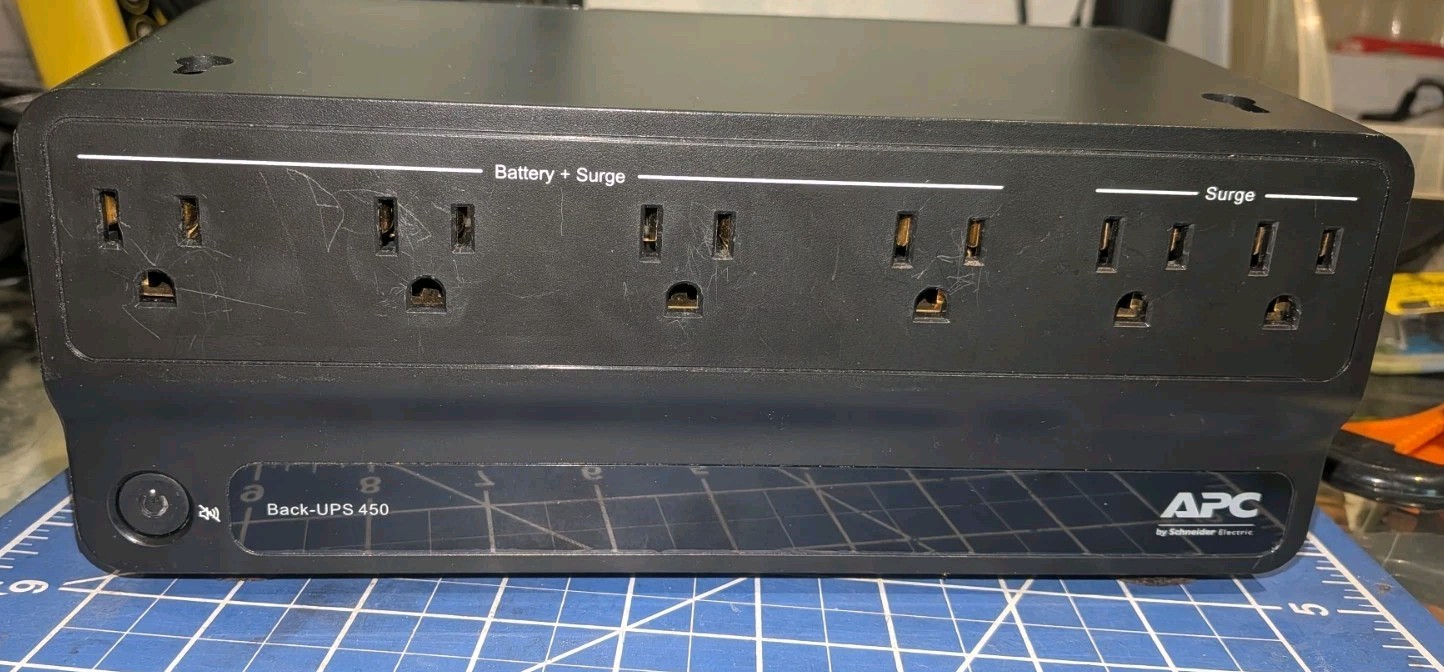 APC~ Back-UPS 450 Battery Backup and Surge Protector 450VA 6-Outlet Model BN450M
