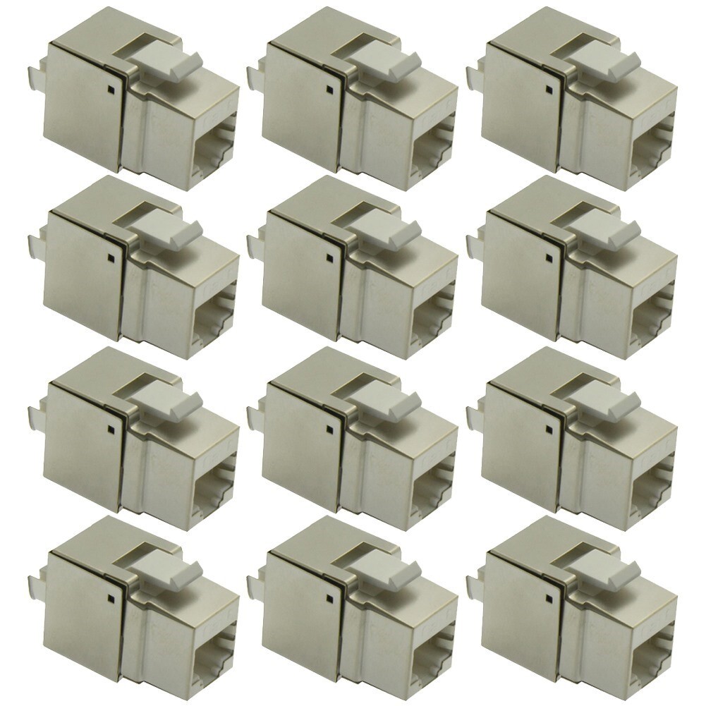 12 Pcs Cat6 RJ45 Network LAN Ethernet Shielded Keystone Jack 110 Punch Down 8P8C