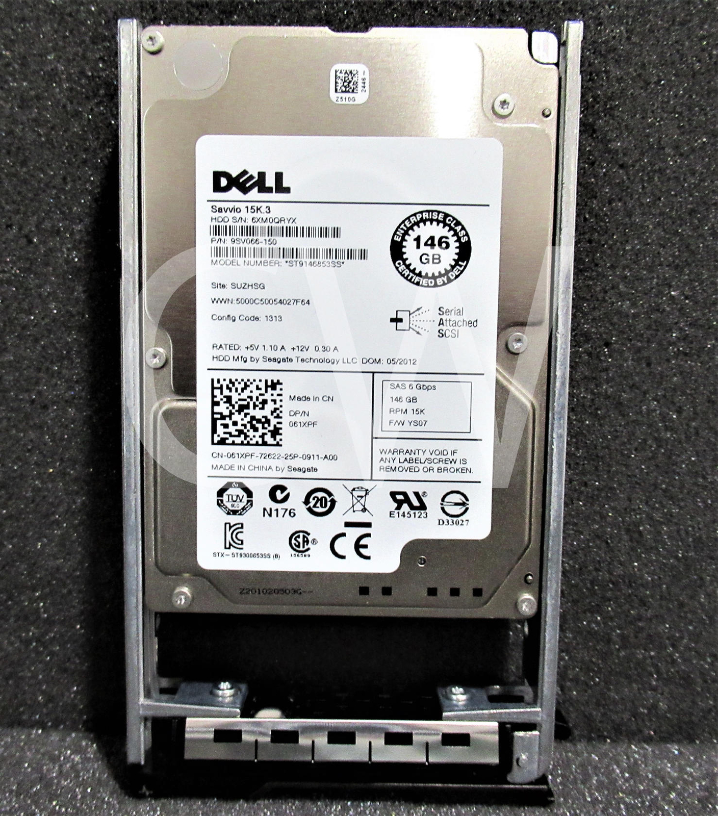 Dell SAVVIO ST9146853SS 61XPF 146GB 15K RPM 6Gb/s 2.5" SAS Server HDD Hard Drive