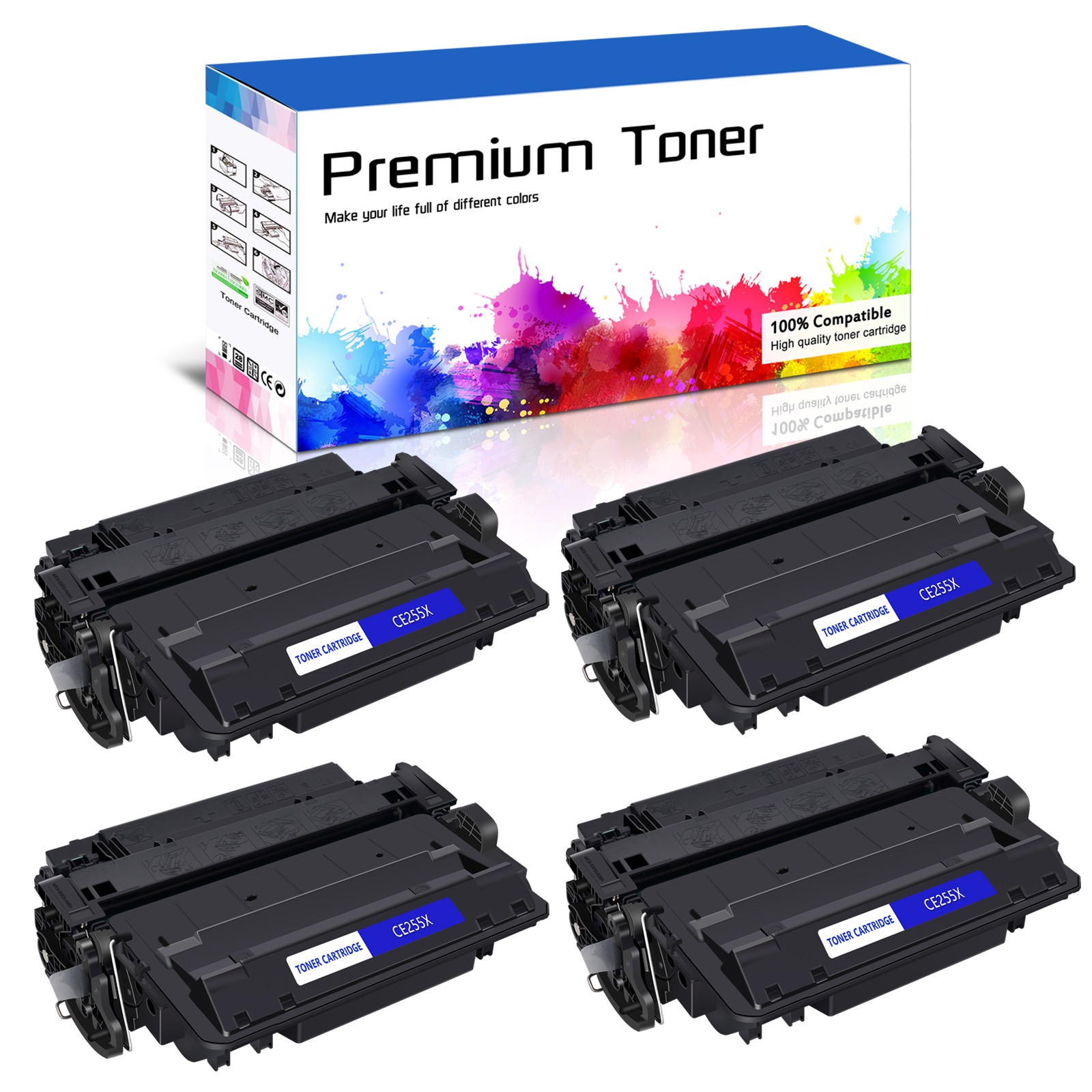 4PK CE255X 55X Toner for HP LaserJet Enterprise P3010 P3015 P3015d / MFP M525dn