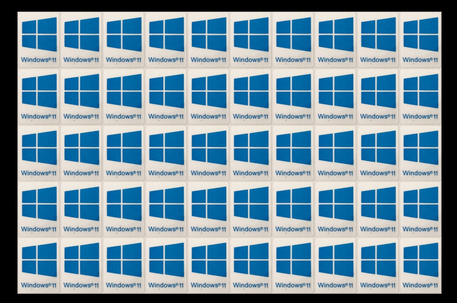 50 PCS Sticker for Window 11 Blue Badge Logo Decal Cyan Color 22mm x 16mm