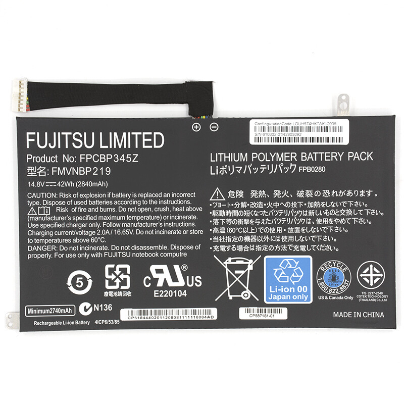 Original FMVNBP219 FPCBP345Z FPB0280 Battery For Fujitsu LifeBook UH572 UH552 