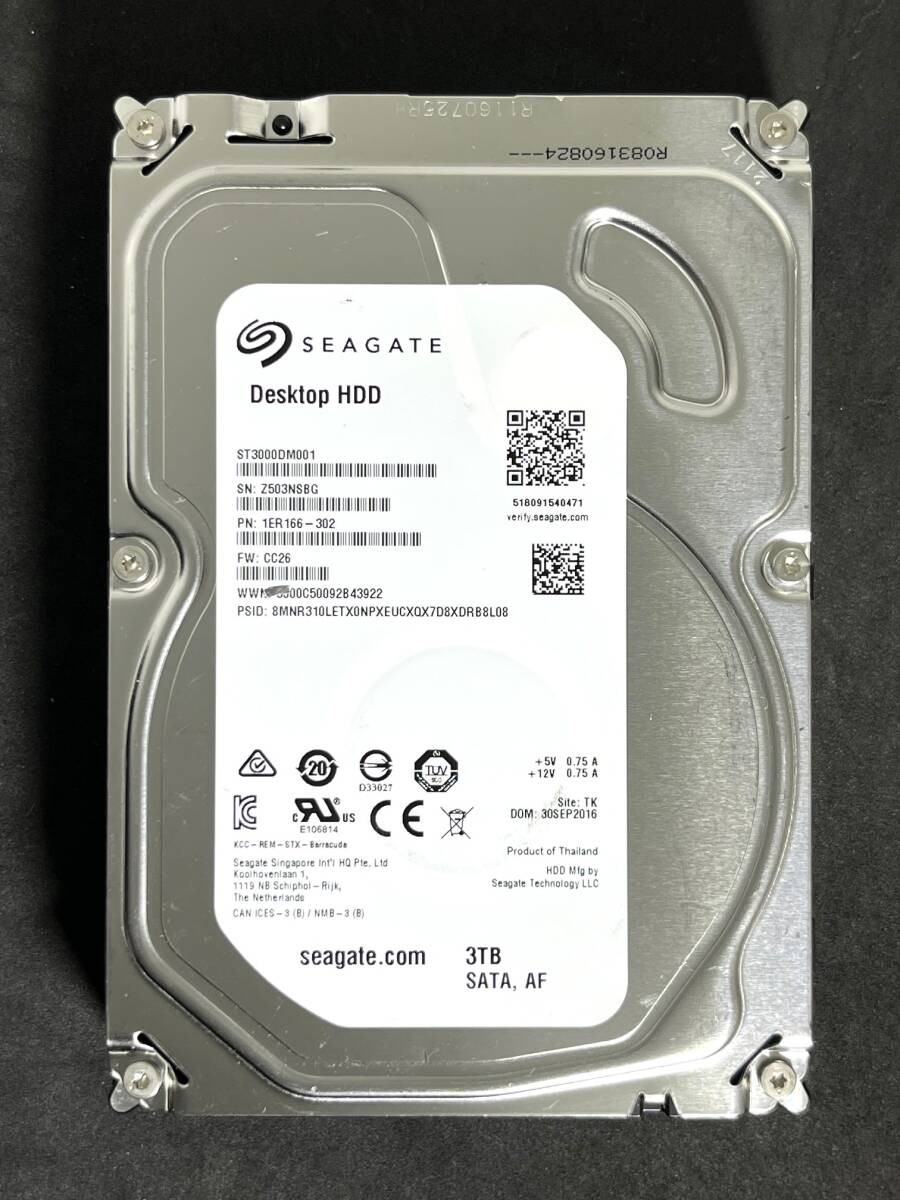 3TB  Seagate / ST3000DM001 F/W: CC26 [ Usage: 350h ] Low running hours 3.5-inch