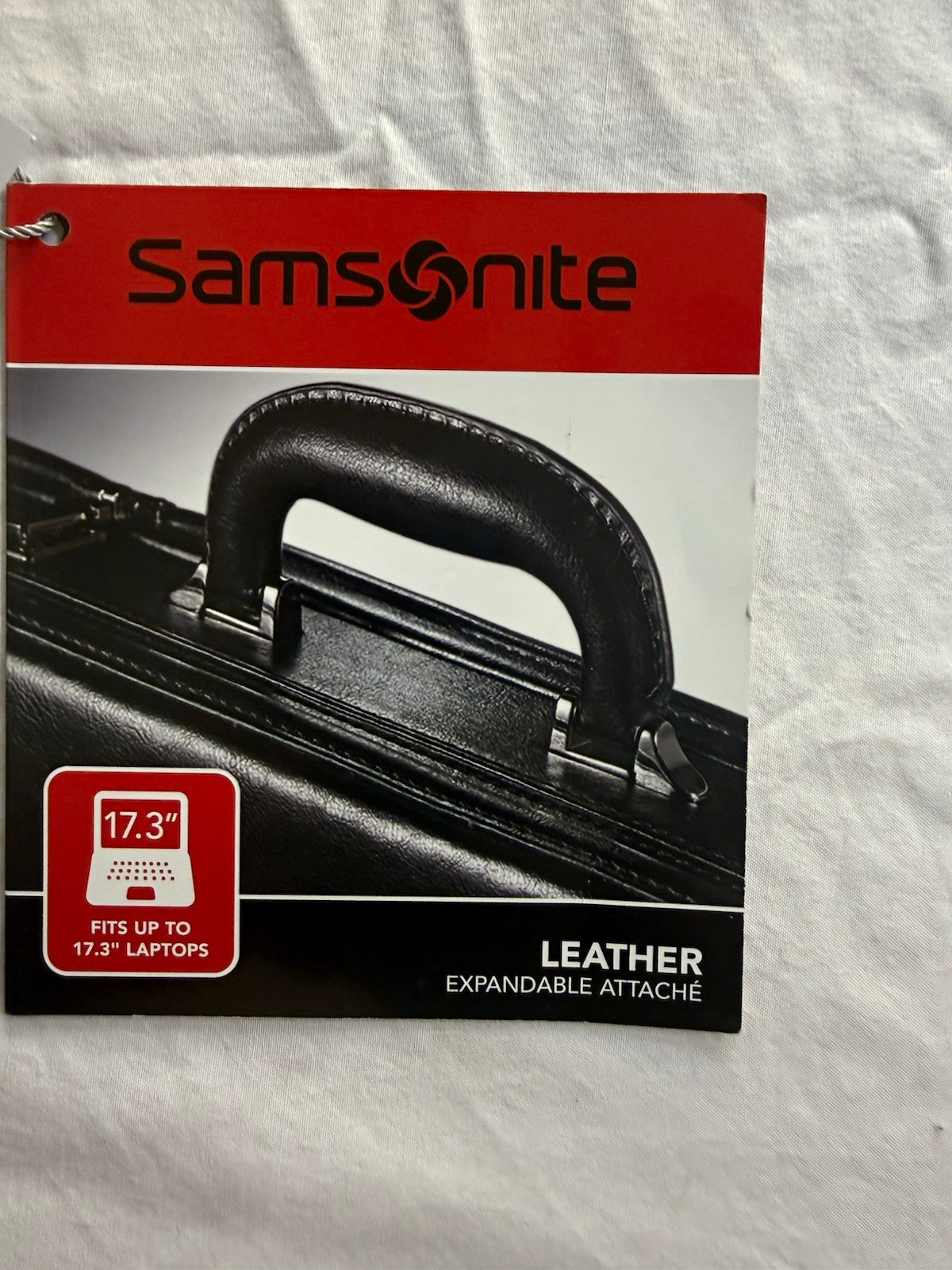 Samsonite Leather Expandable Attaché Briefcase Black 17.3 in w/ Combo Lock