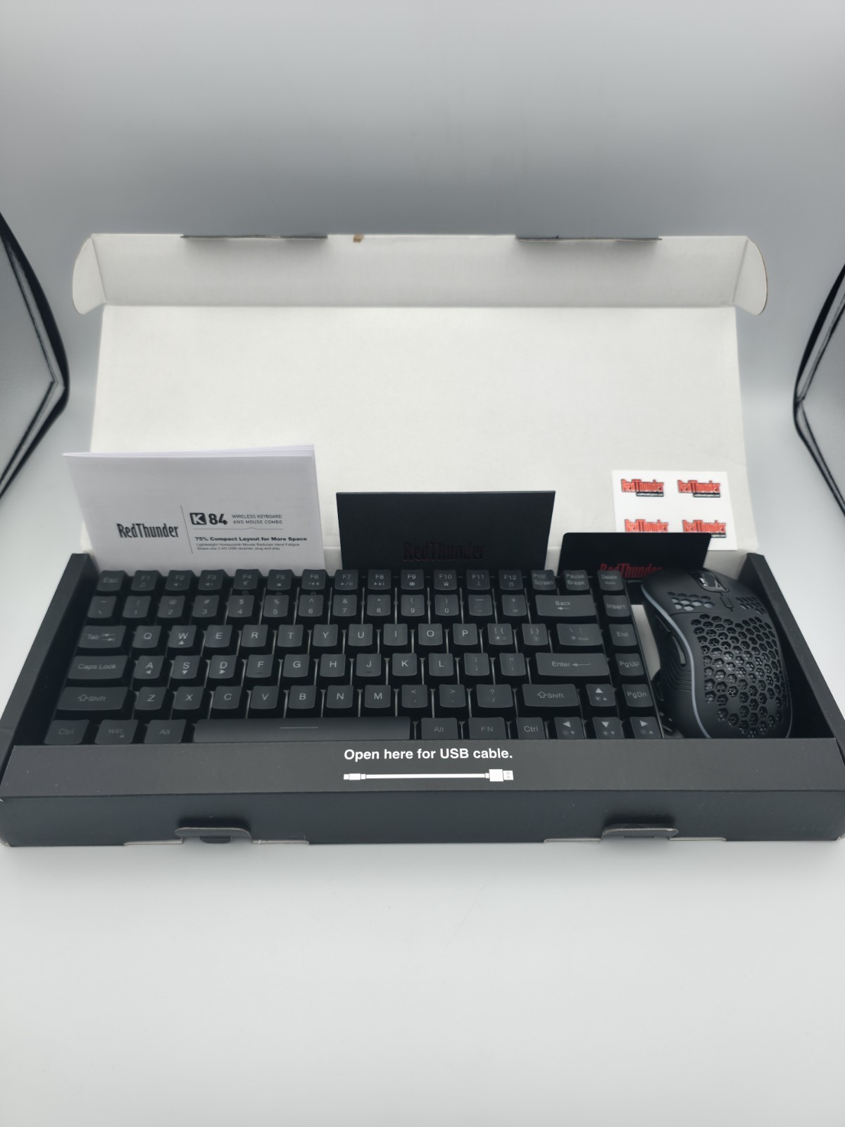 Unused Red Thunder Gaming RGB Backlight Keyboard, 61 Keys, Missing USB For Mouse