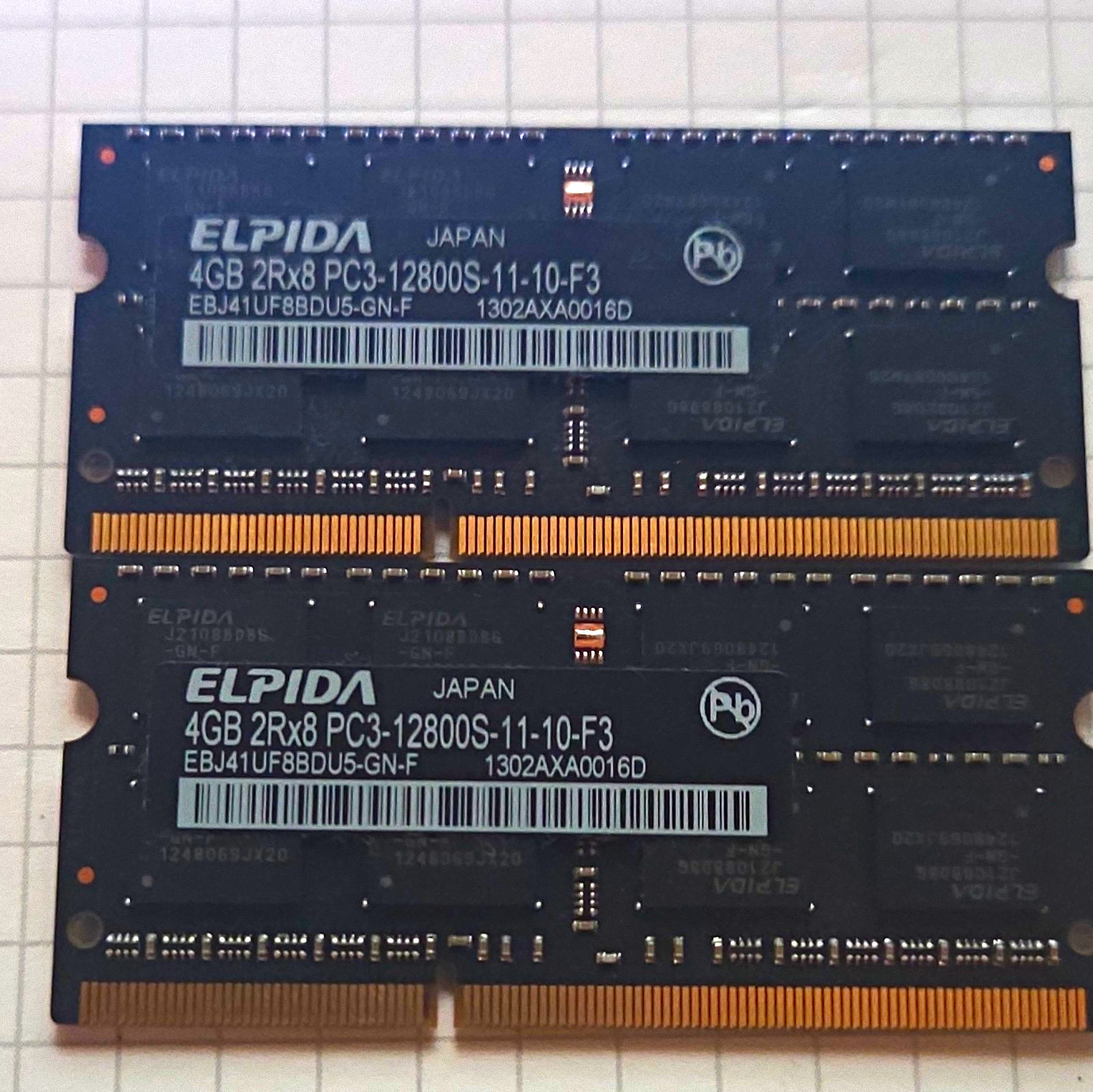 2x Elpida 4GB DDR3 1600MHz PC3-12800S Laptop RAM Memory 8GB Kit 2Rx8 SO-DIMM