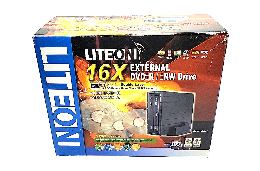 LiteOn External 16X DVD RW Drive USB DVD R DL Burner – Parts Only / Not Working