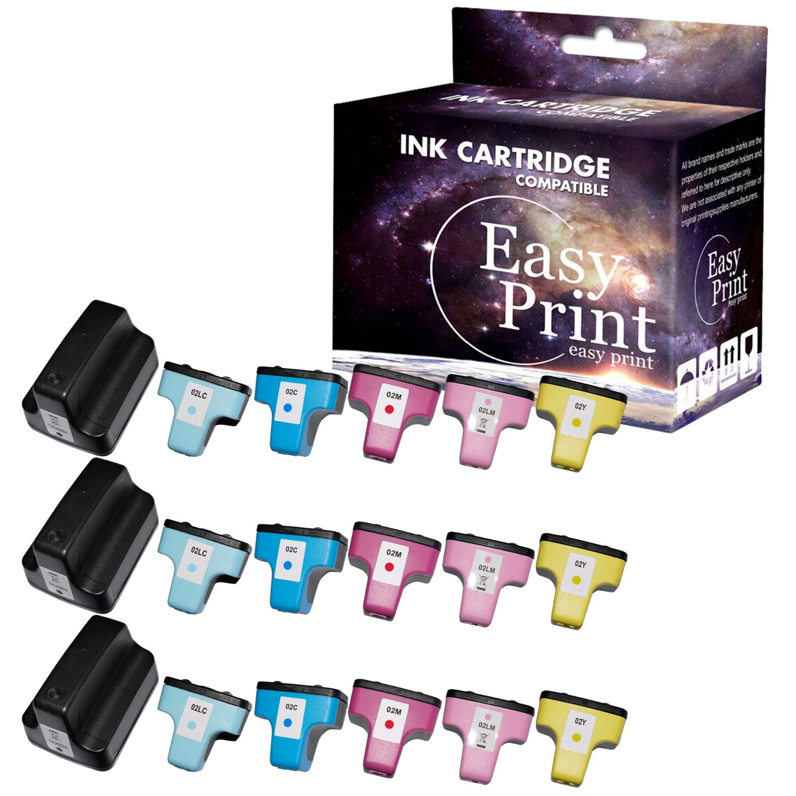 18PK replace for HP02 Ink Cartridge for PhotoSmart 3108 3110 C6200 Printer