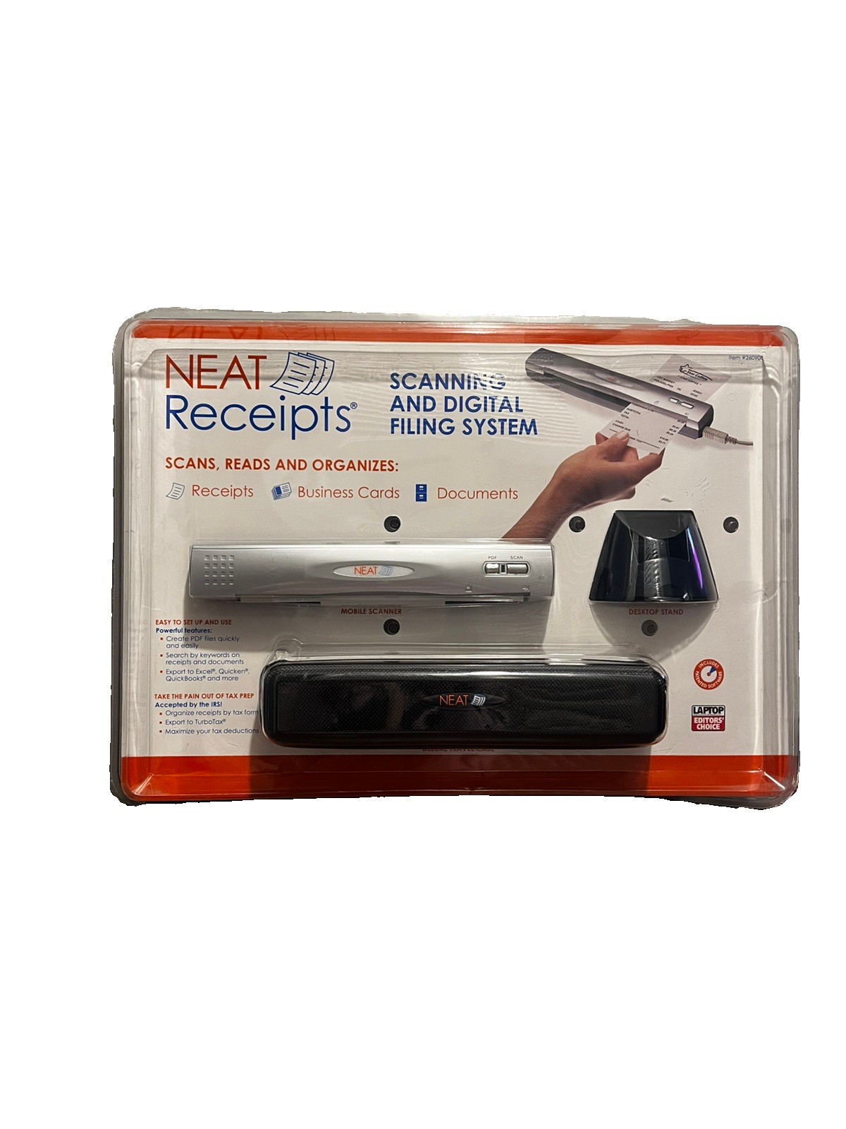 NEW Neat Receipts Scanner Deluxe Bundle Wall Mount, Desktop Stand, Travel Case