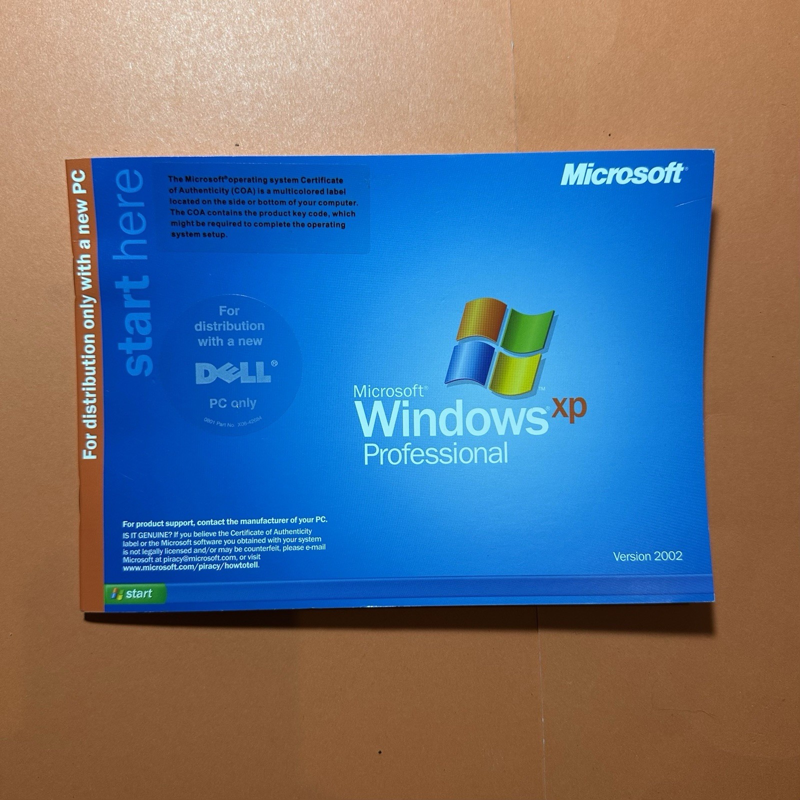 Vintage Microsoft Windows XP Professional Start Here Guide Only. OEM DELL