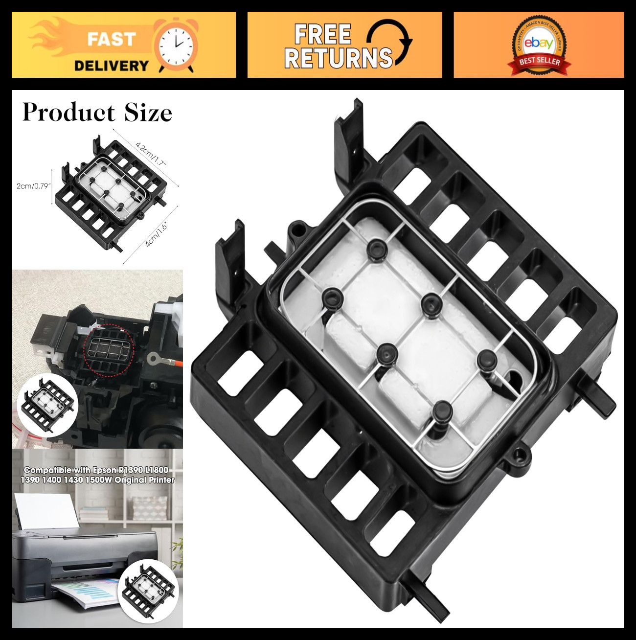 DTF Printhead Cap Top & Waste Ink Pad Capping Station for Epson Printers - Repla