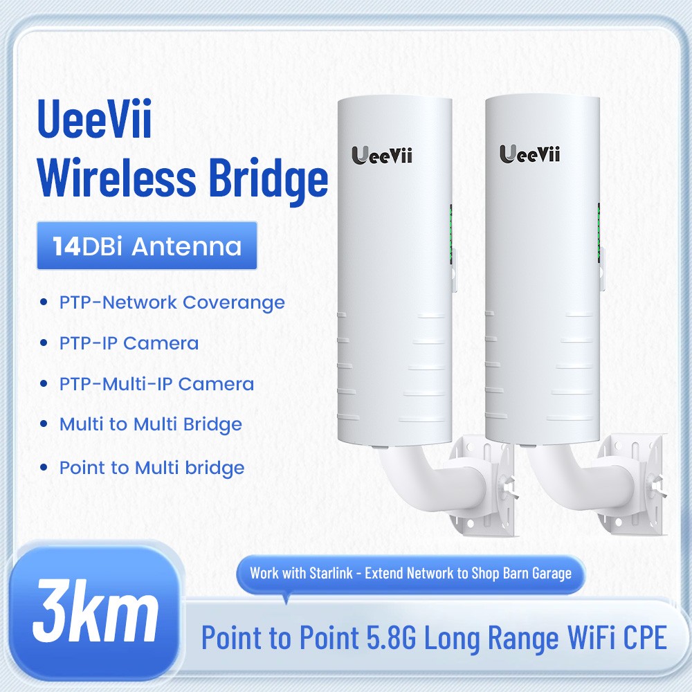 Wireless Bridge UeeVii Point to Point WiFi CPE CPE-452 Outdoor 2 LAN Port 2pcs