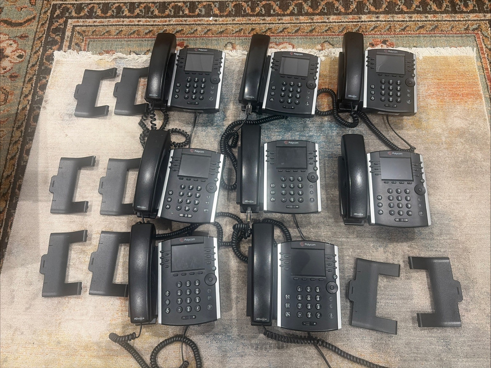 Lot of 8x Polycom VVX 411 w/ Handset & Base VoIP VVX411 2201-48450-001