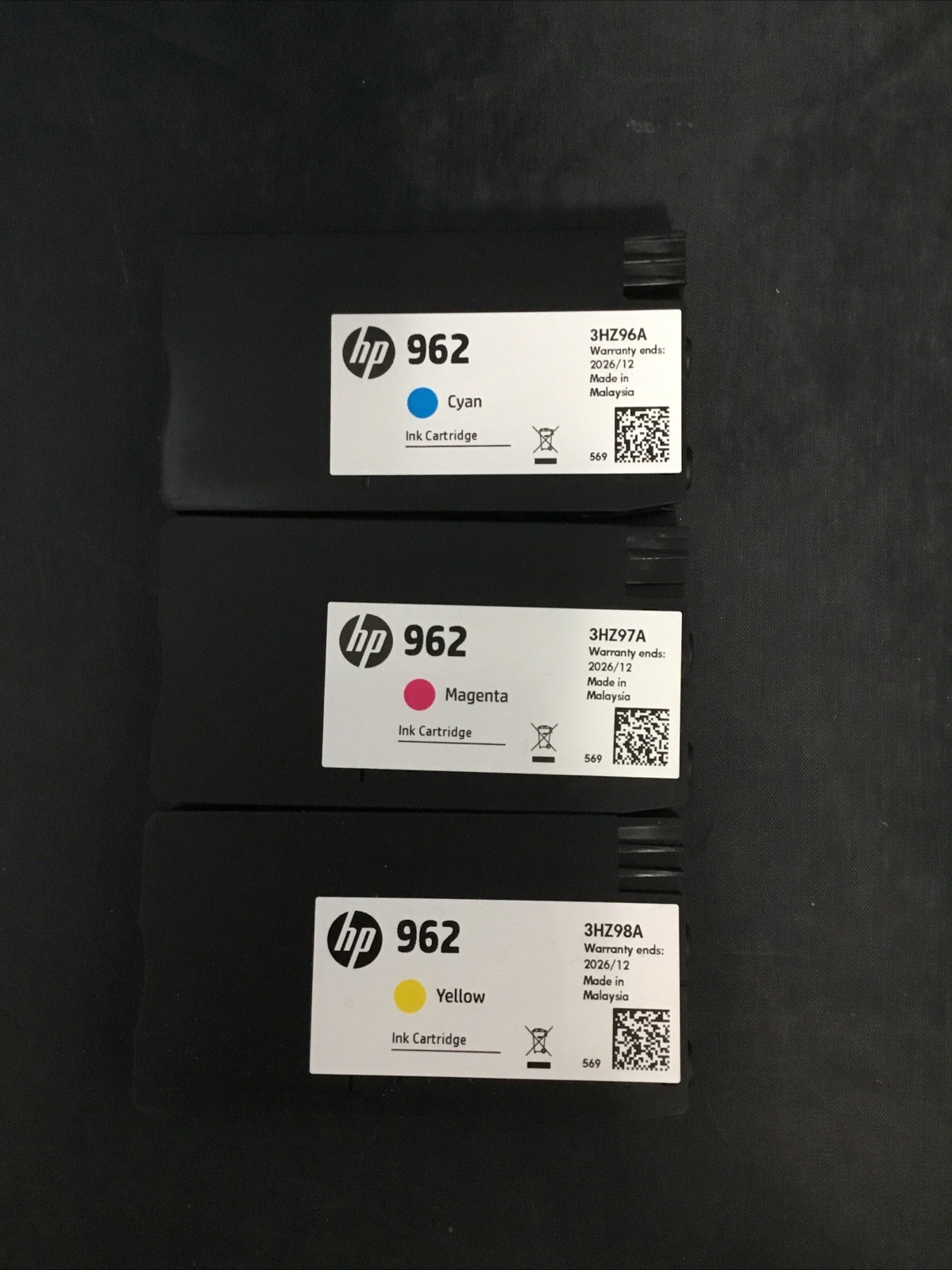 Authentic HP 962 C/M/Y Ink Cartridges 3 Pack 3YP00AN (09-2027)