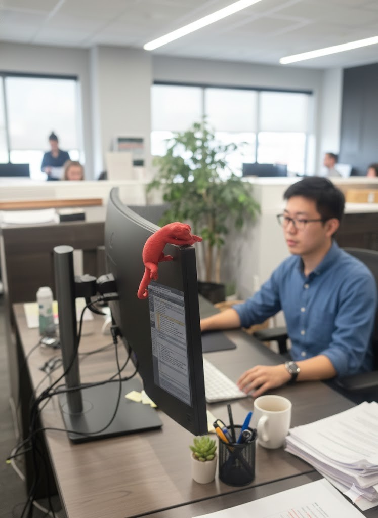 3D Printed Chameleon Monitor Buddy Desk Decor