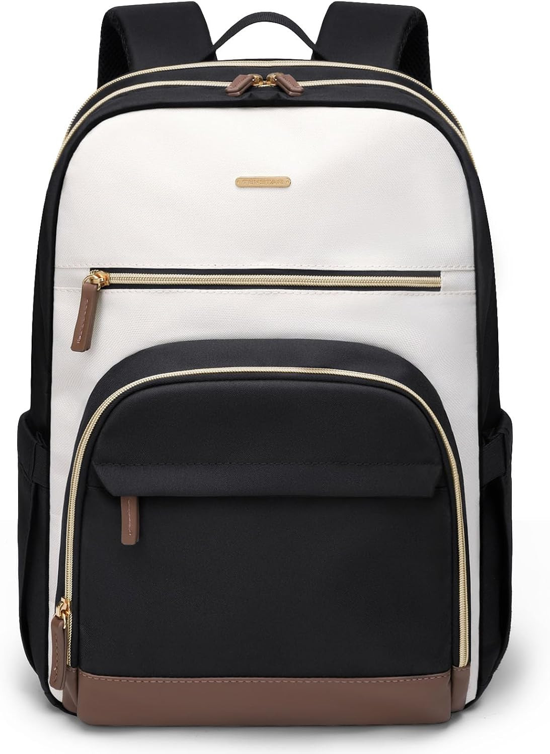 Laptop Backpack for Women 16 Inch Large Capacity Travel Daypack Black Beige