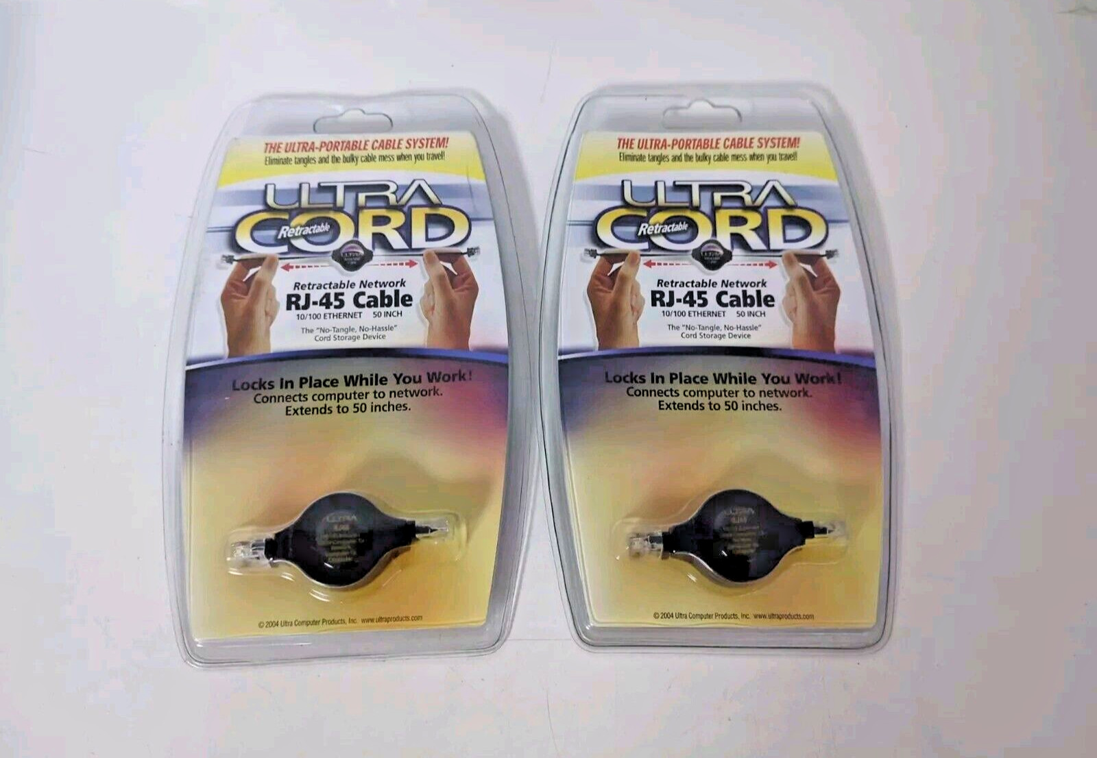 LOT OF 2 ULTRA CORD RETRACTABLE NETWORK RJ-45 CABLE  ULT-31624