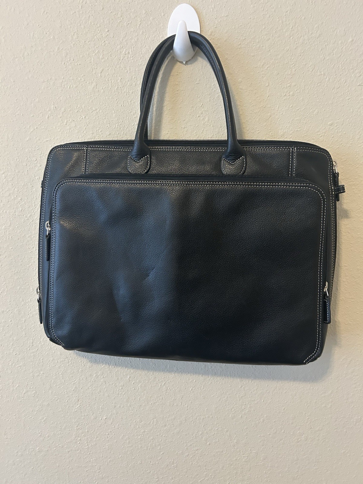 Levenger Black Leather Briefcase for 15" Laptop 