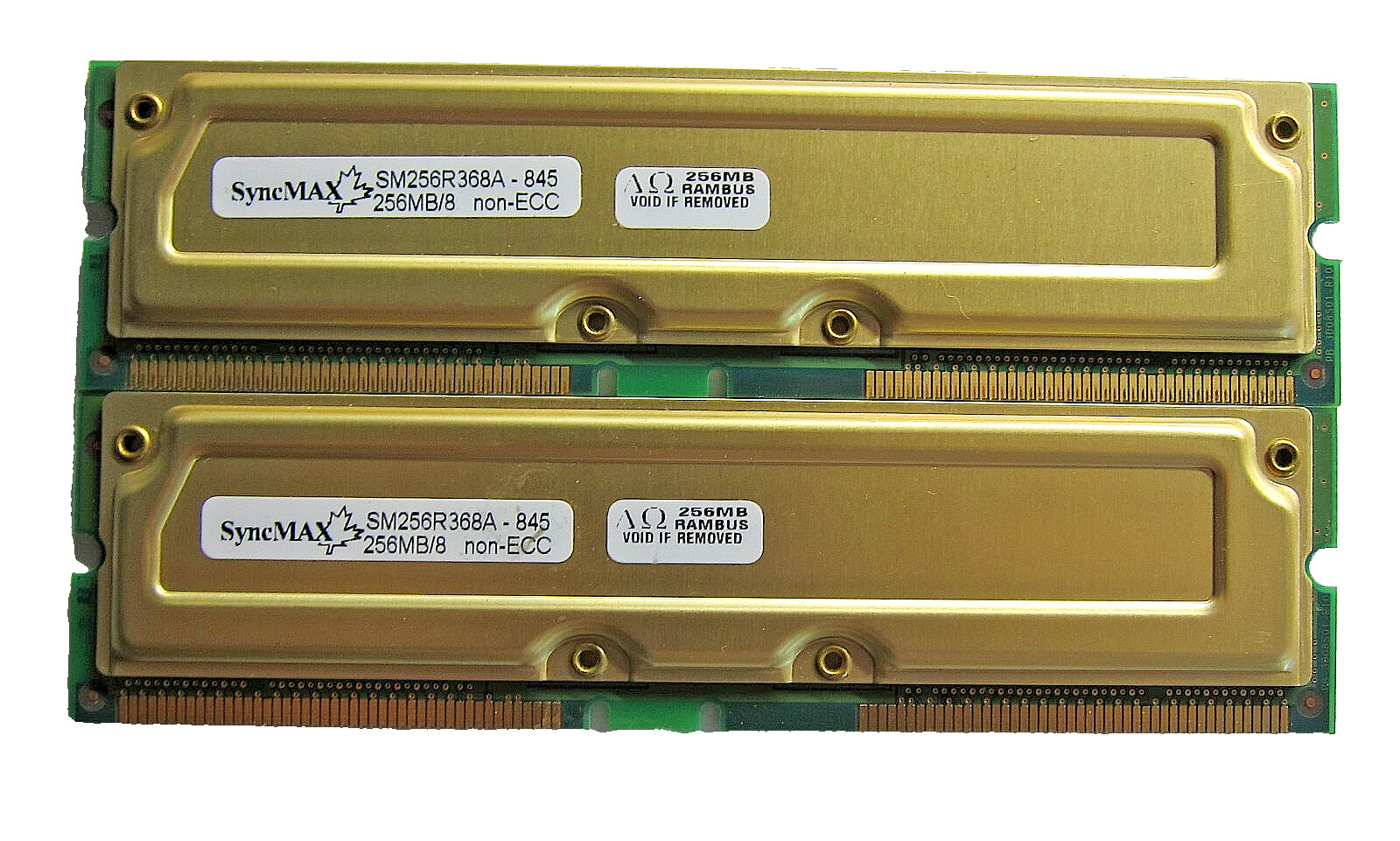 Genuine 512MB (2x 256MB) SyncMAX SM256R368A-845 PC800 NON-ECC Rambus Memory