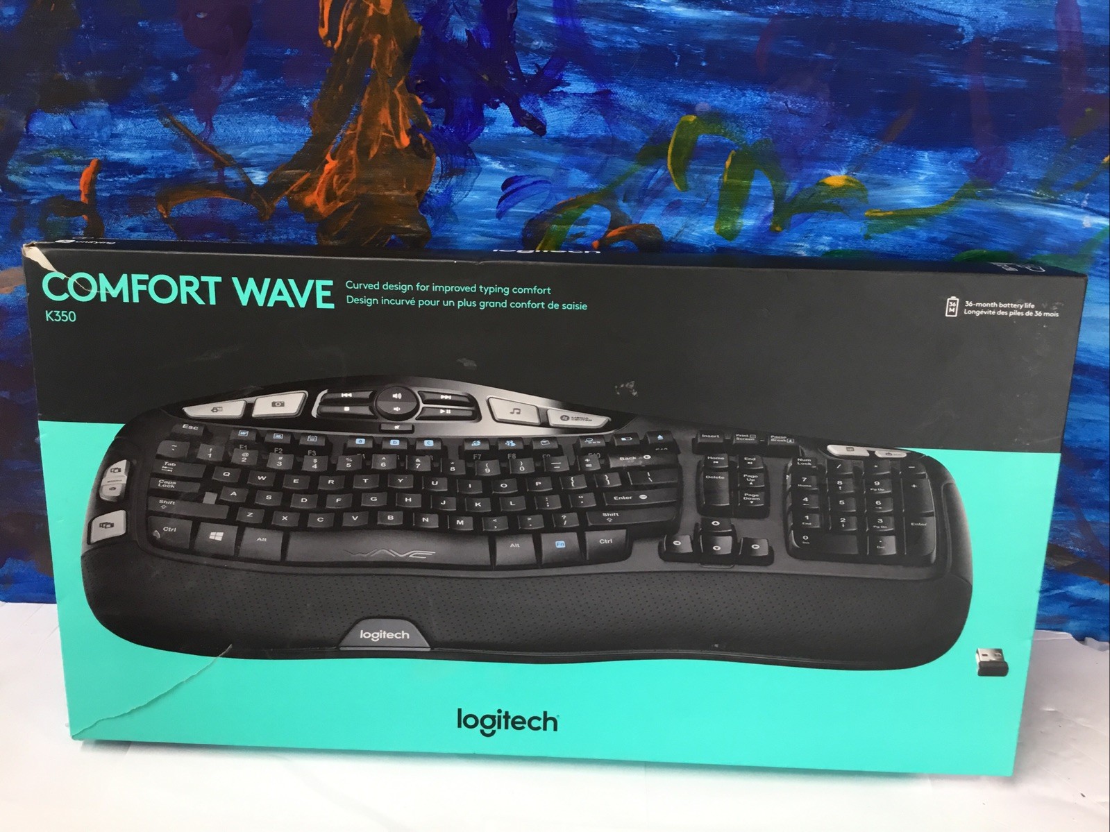 Logitech K350 Comfort Wave Wireless Keyboard Black With Dongle ￼
