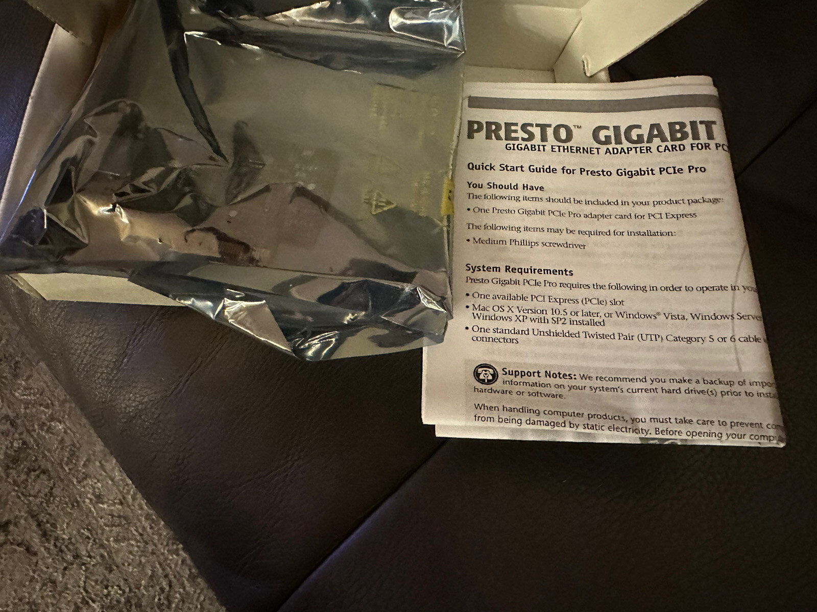 GE1000LA-E Sonnet Presto Gigabit Ethernet Card PCI Express