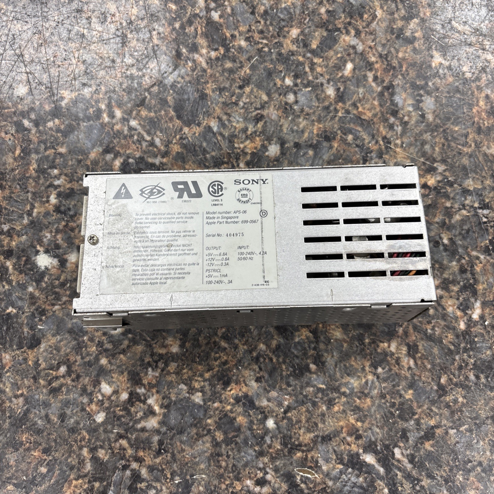 Apple Part 699-0567 Sony APS-6 for Apple Macintosh IISi Power Supply