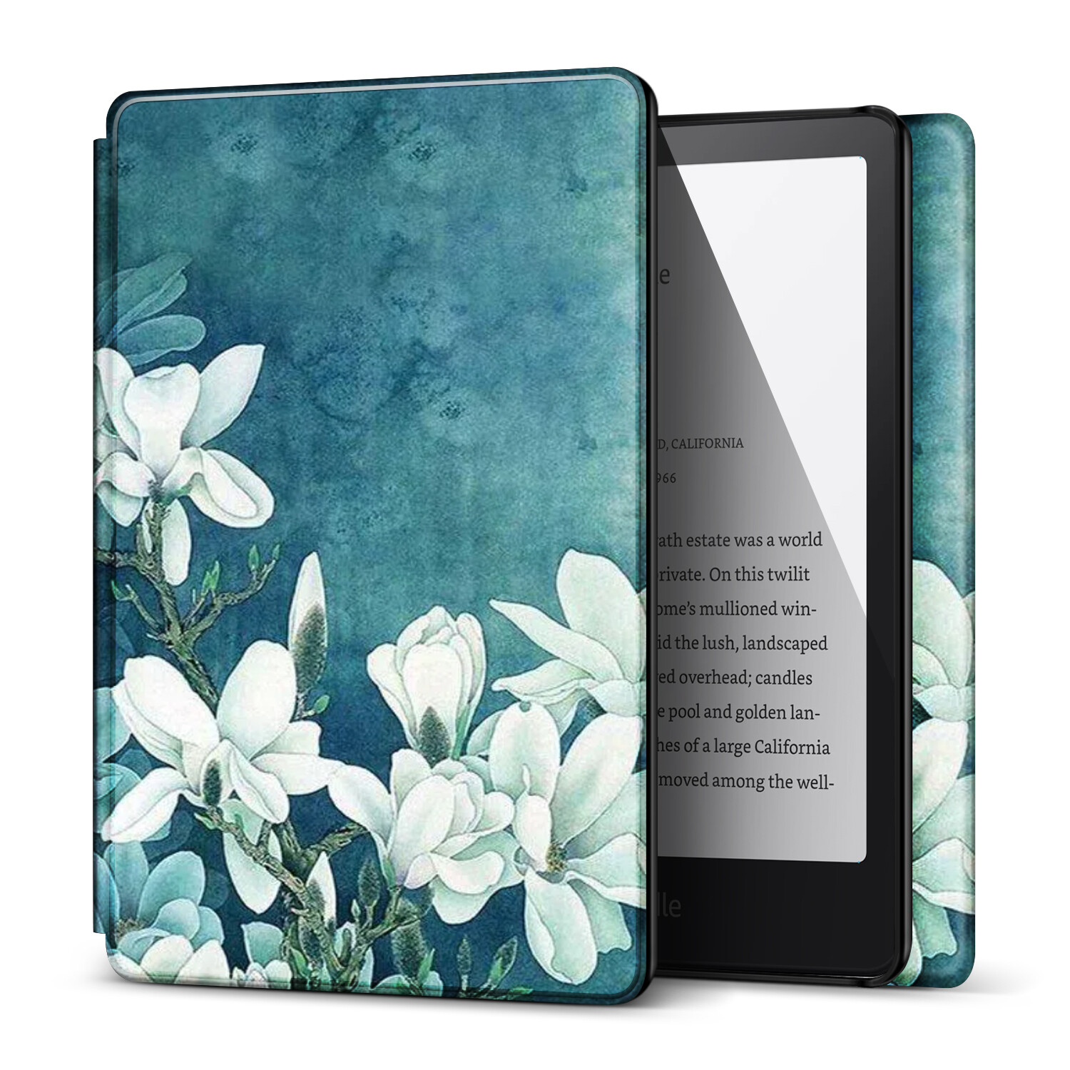 Case for Kindle Paperwhite 12th Gen 2024 - Slim Auto Sleep Cover, Blue Flower