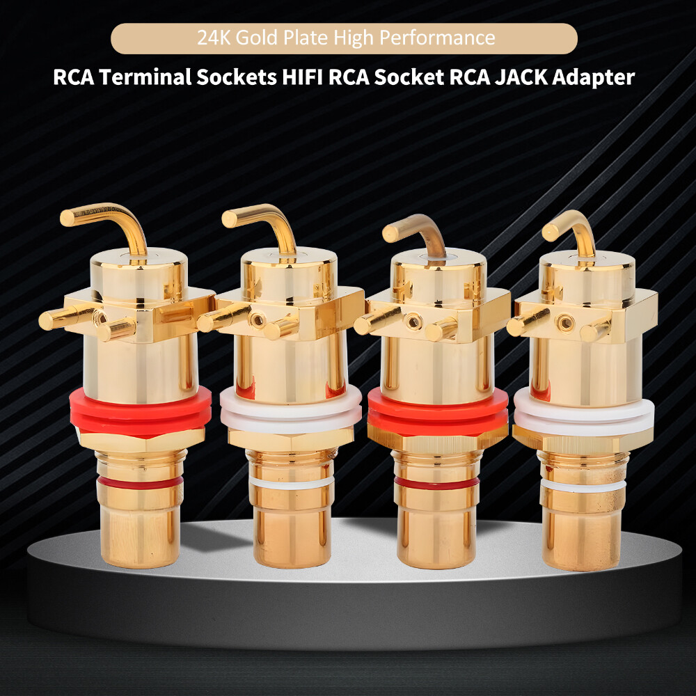 4PCS RCA Socket HIFI RCA Terminal Sockets 24K Gold Plated RCA Jack Adapter