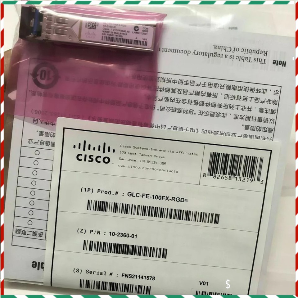 GLC-FE-100FX-RGD New Cisco 100M 1310nm Multimode Optical Transceiver Module