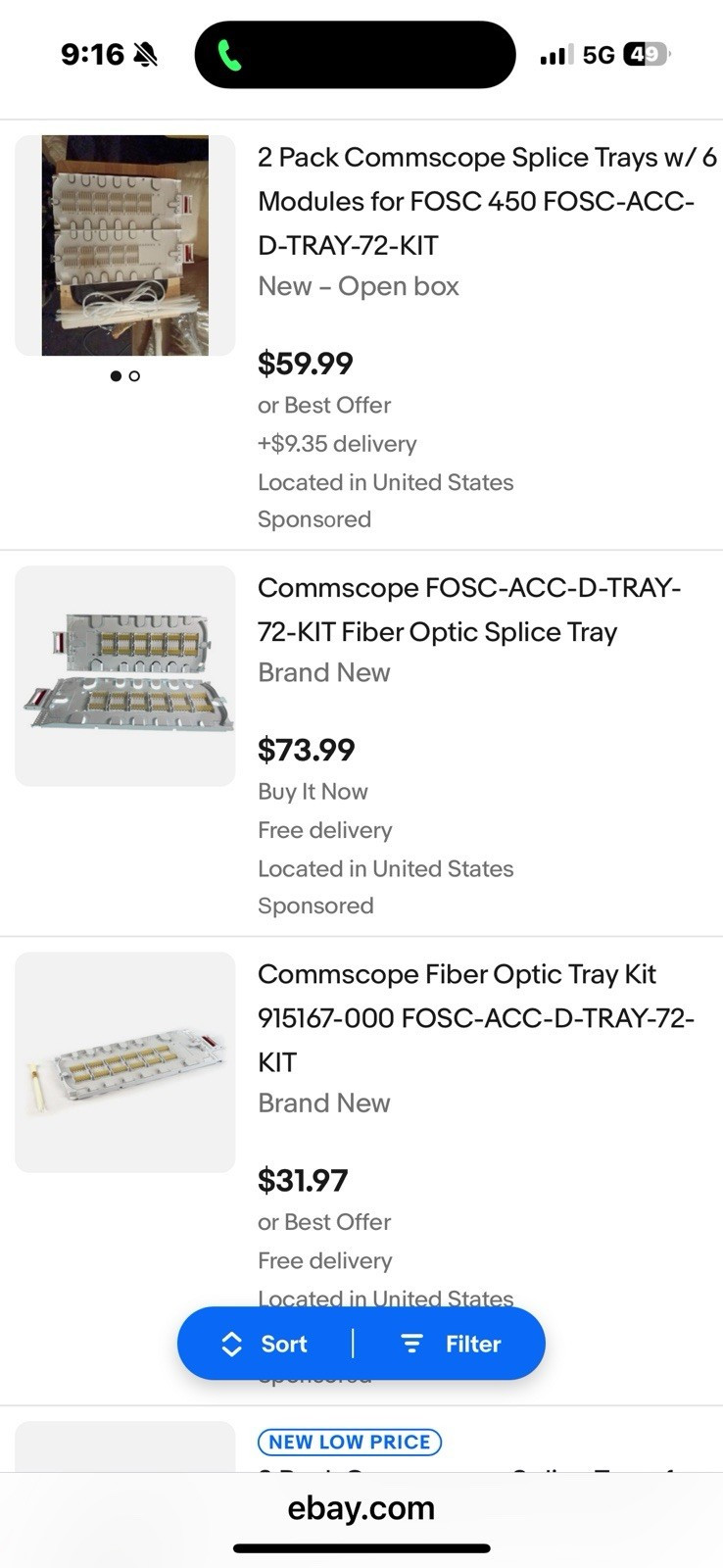 CommScope FOSC-ACC-D-TRAY-72-KIT Fiber Optic Splice Tray for FOSC 450, White/Red