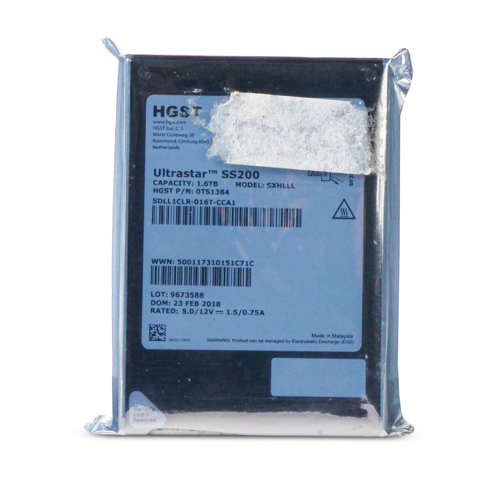 HGST DC SS200 1.6TB SDLL1CLR-016T-CCA1 0TS1384 SAS 12Gb/s MLC 3 DWPD 2.5" SSD