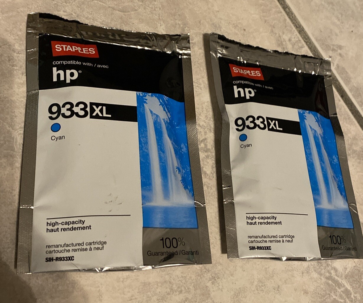 2X  Staples HP 933 XL Cyan Replacement Officejet  Ink Cartridges Opened But NIP
