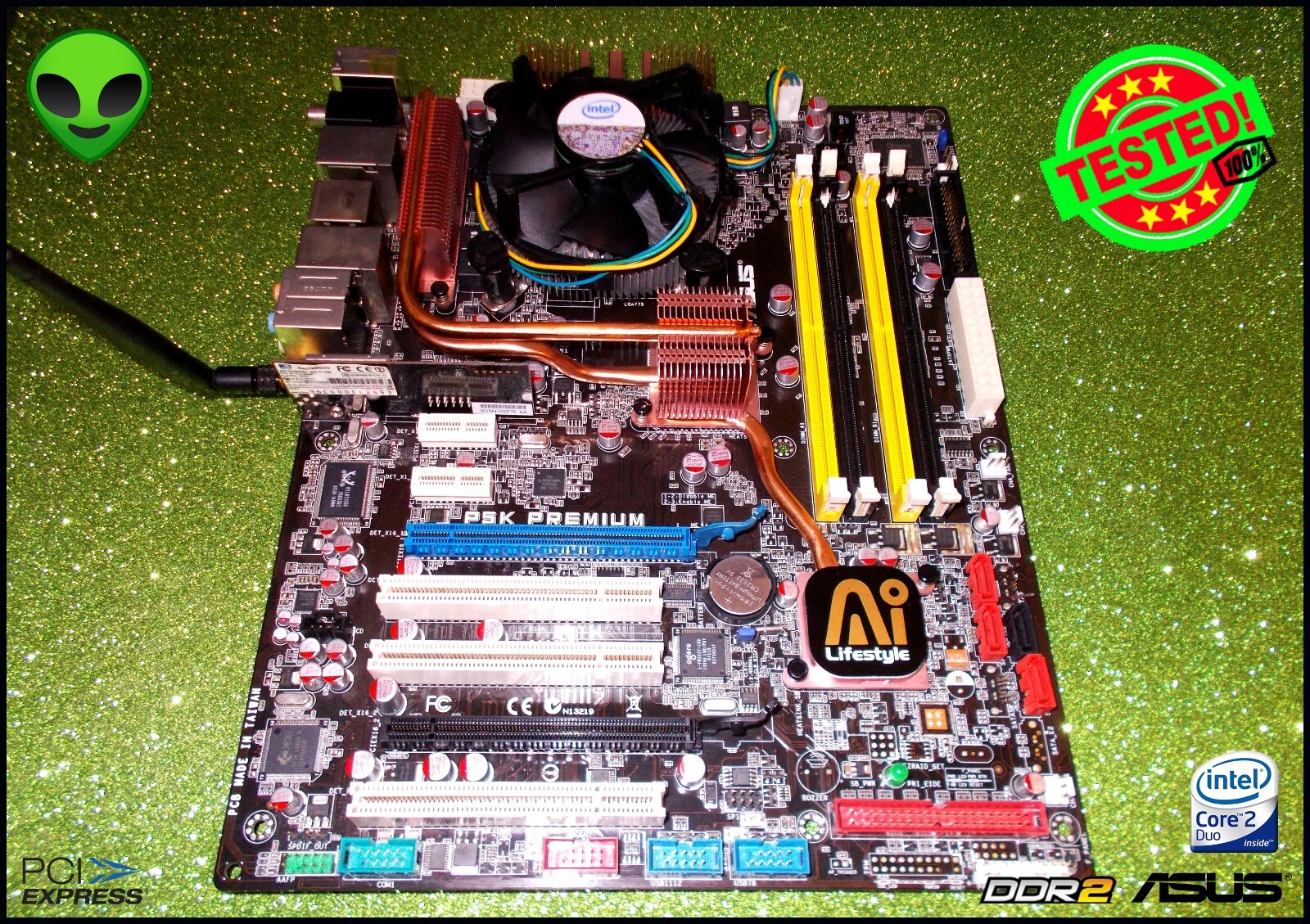 ⭐️ASUS P5K PREMIUM SOCKET 775 MOTHERBOARD + INTEL CORE 2 DUO E6550 DDR2 CPU