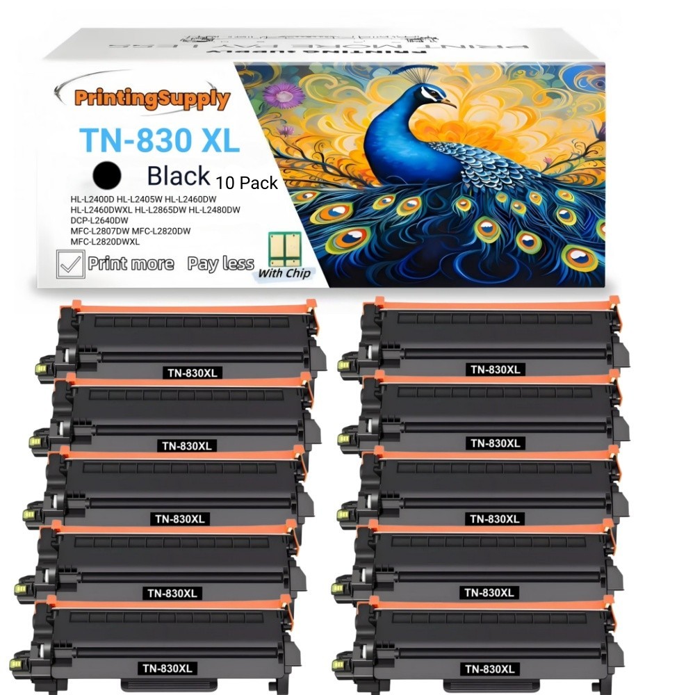 10-PK TN830XL Toner Compatible for Brother TN830 HL-L2405W MFC-L2820DW DCP-L2640