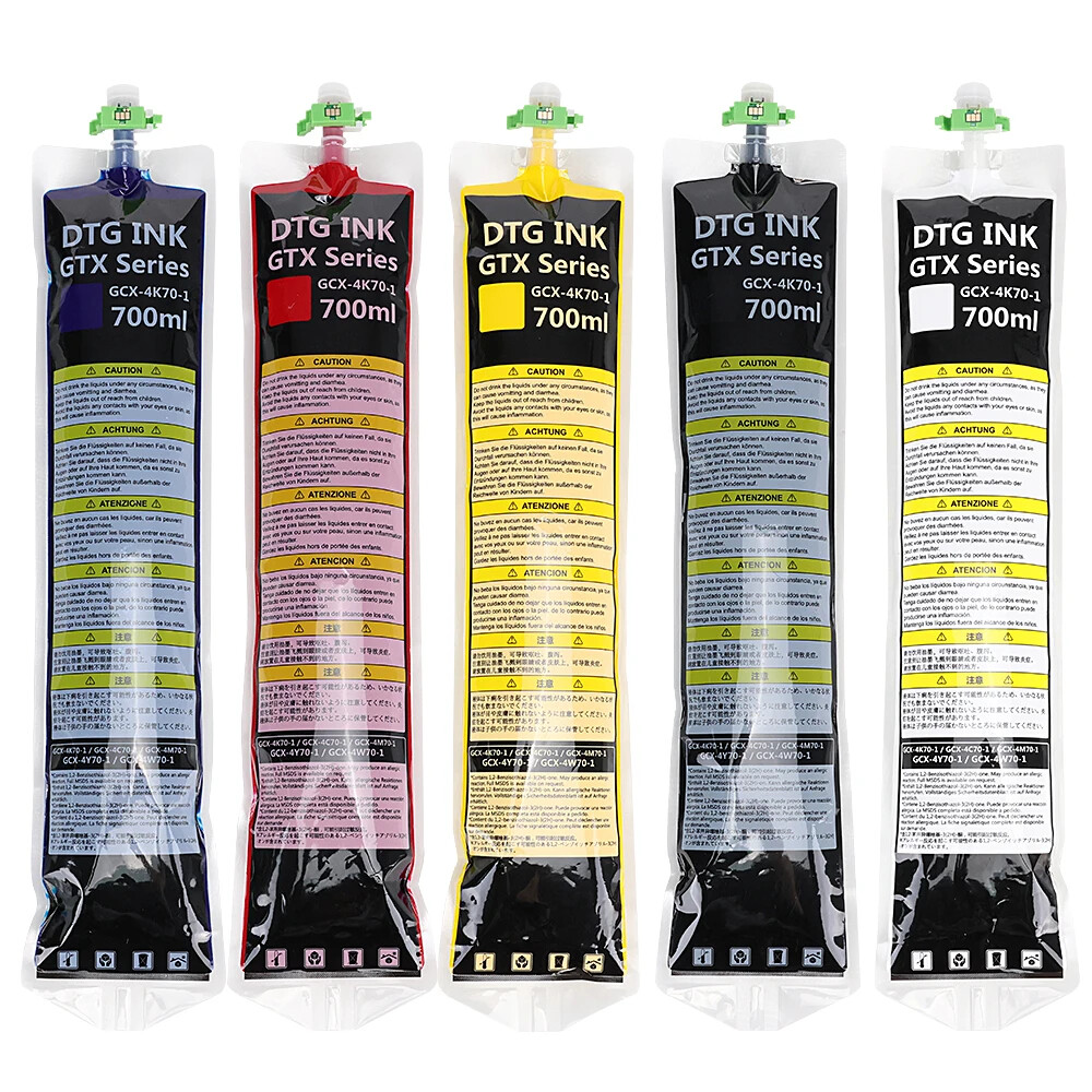 6*700ML Textile Ink Bag With Chip For Brother GTX / GTX PRO Series DTG Printer