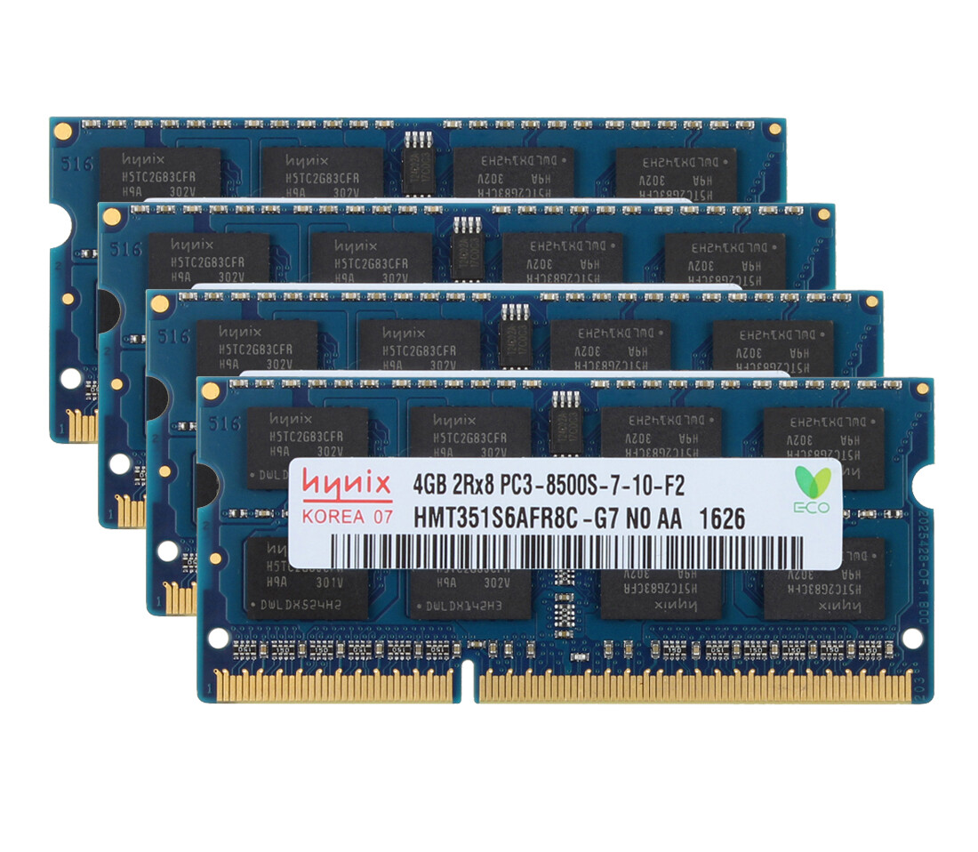 16GB RAM Laptop Memory Hynix 4X 4GB DDR3 1066MHz PC3-8500S 204PIN SO-DIMM NONECC