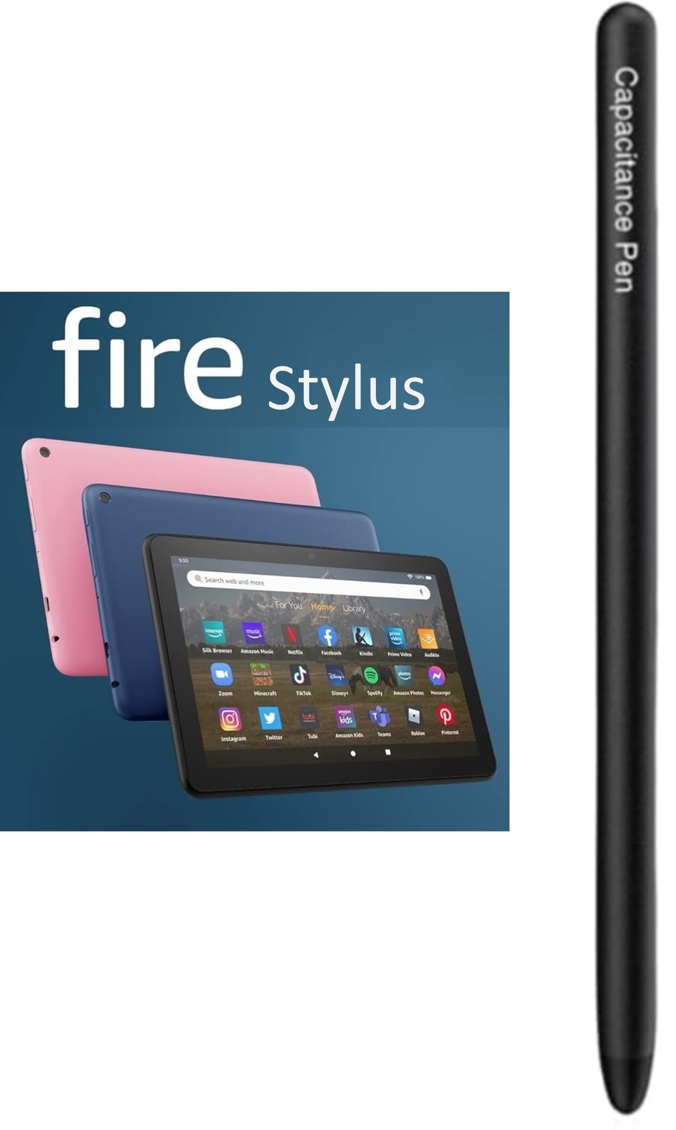 Amazon Fire Tablet Stylus Pen HD 10/Max 11/HD 8/Fire 7/Kids Black Touch
