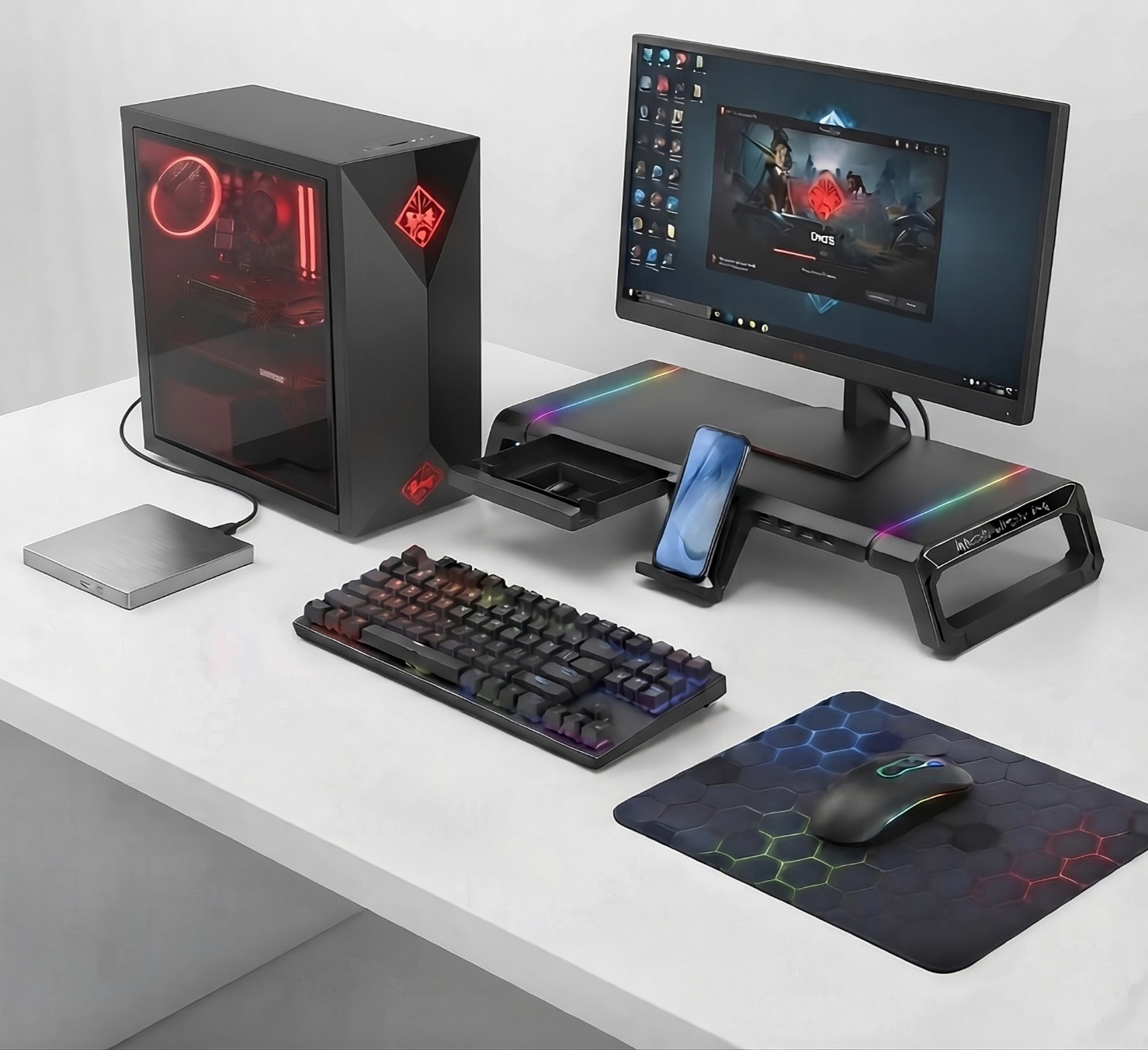 HP OMEN FULL GAMING PC SETUP INTEL i7 16GB RAM 256GB SSD 1TB HDD GTX 1060 NVIDIA