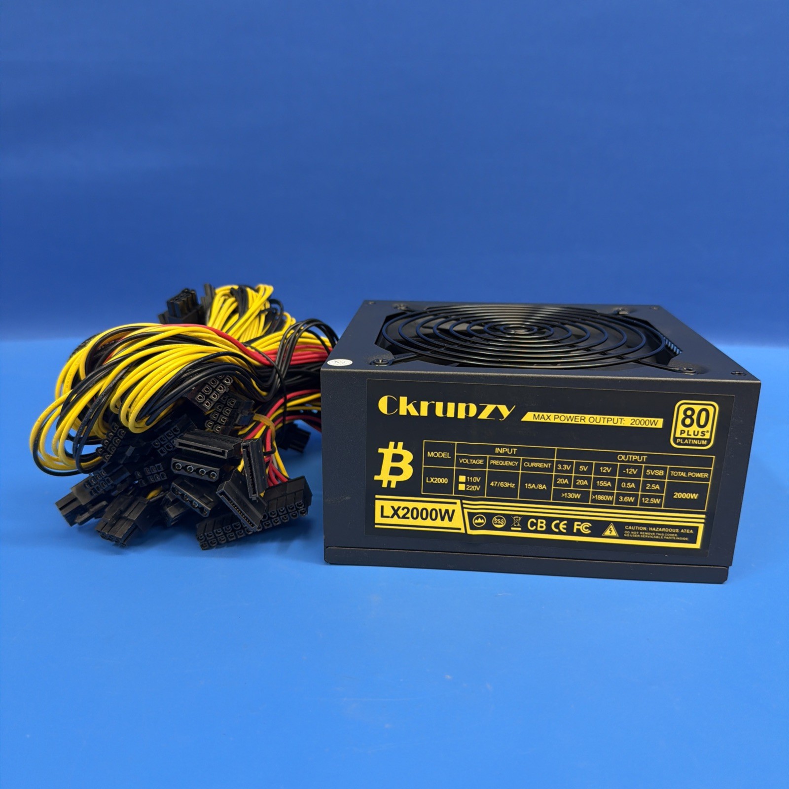 Ckrupzy LX2000W 2000W Mining Power Supply PSU 80+ Platinum ATX 110V/220V