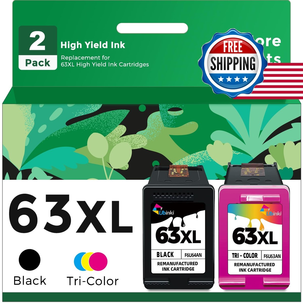 Ubinki 63XL Ink Cartridge Combo Pack for HP 63 HP63XL Black