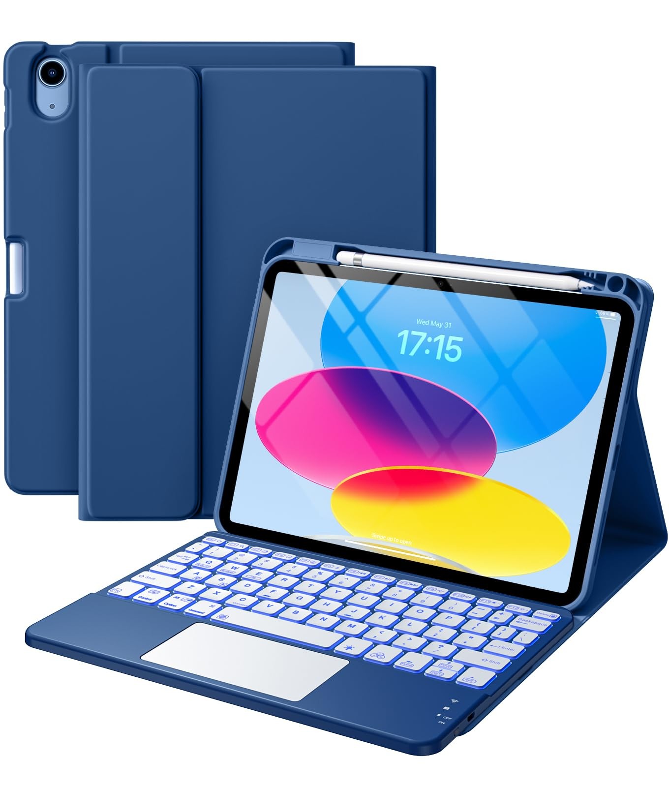 Harvopu Compatible for iPad 11th 10th Generation Case with Keyboard, Folio Cover