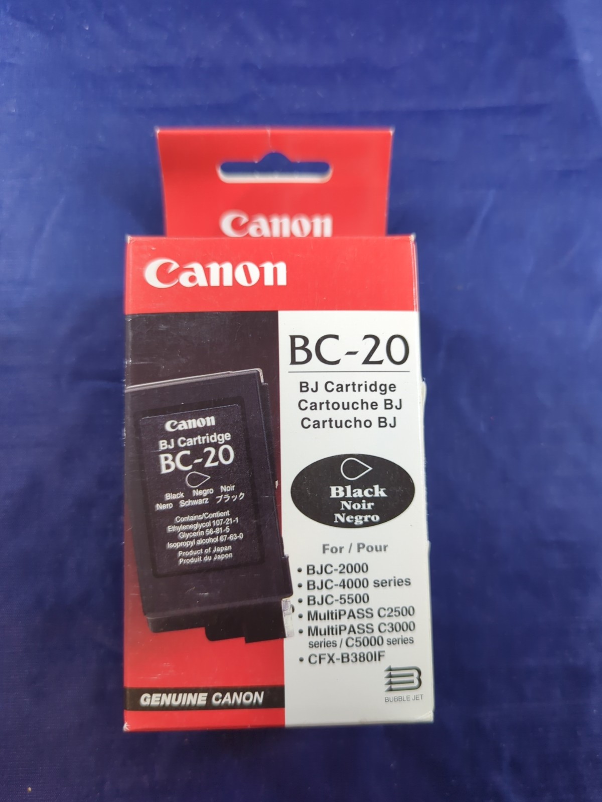Genuine Canon BC-20 Black BJ Printer Ink Cartridge NEW SEALED.