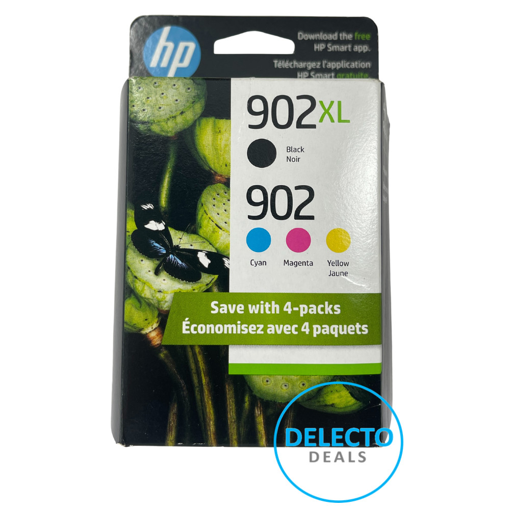 GENUINE 4-PACK HP 902XL BLACK & 902 COLOR C/M/Y INK OFFICEJET SEALED BOX
